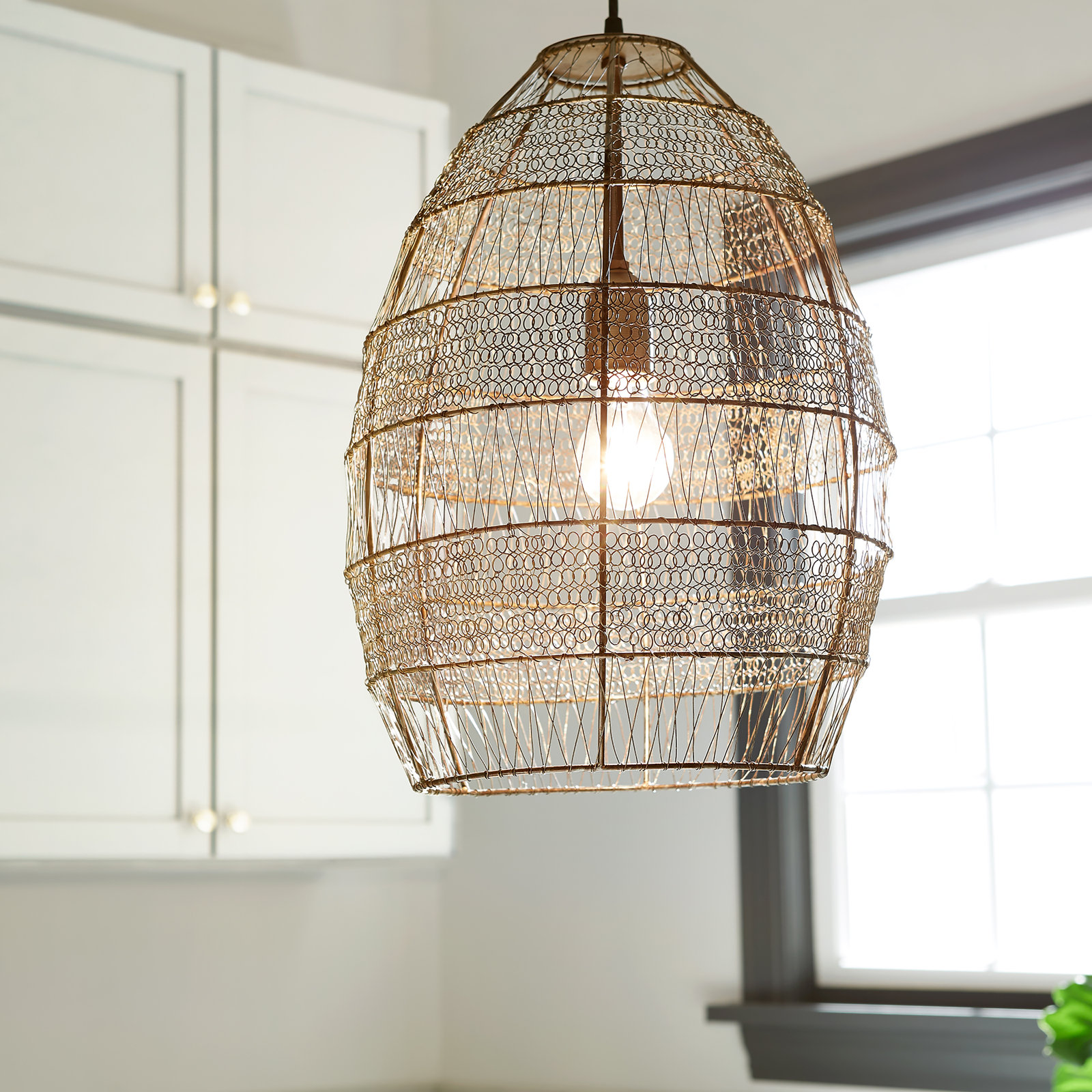 Neddie Single Light Metal Dimmable Pendant, Brass