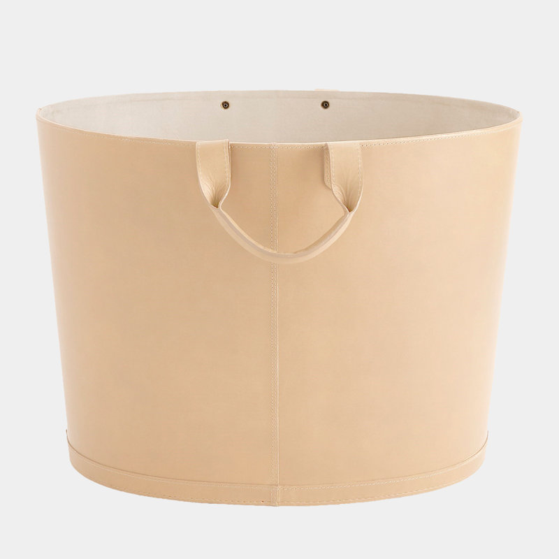 Panier ovale en cuir surdimensionné - beige, Brun