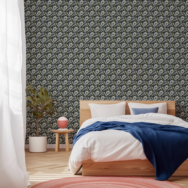 Woodland Bloom - Floral Wallpaper, Pink Peppercorn, Faux Grasscloth, Non-pasted