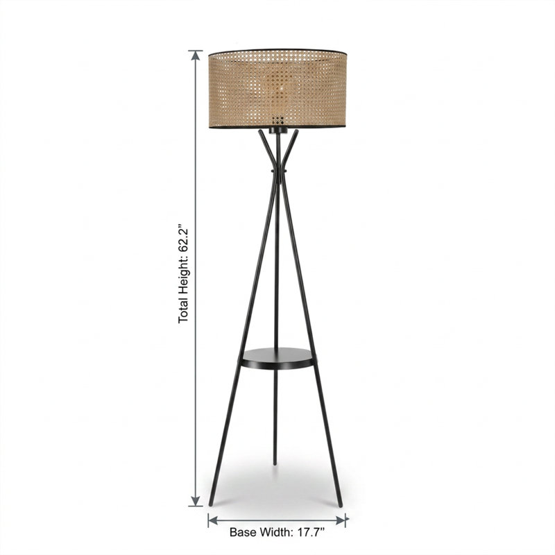 Lampe de sol Verve à abat-jour cylindrique brun clair