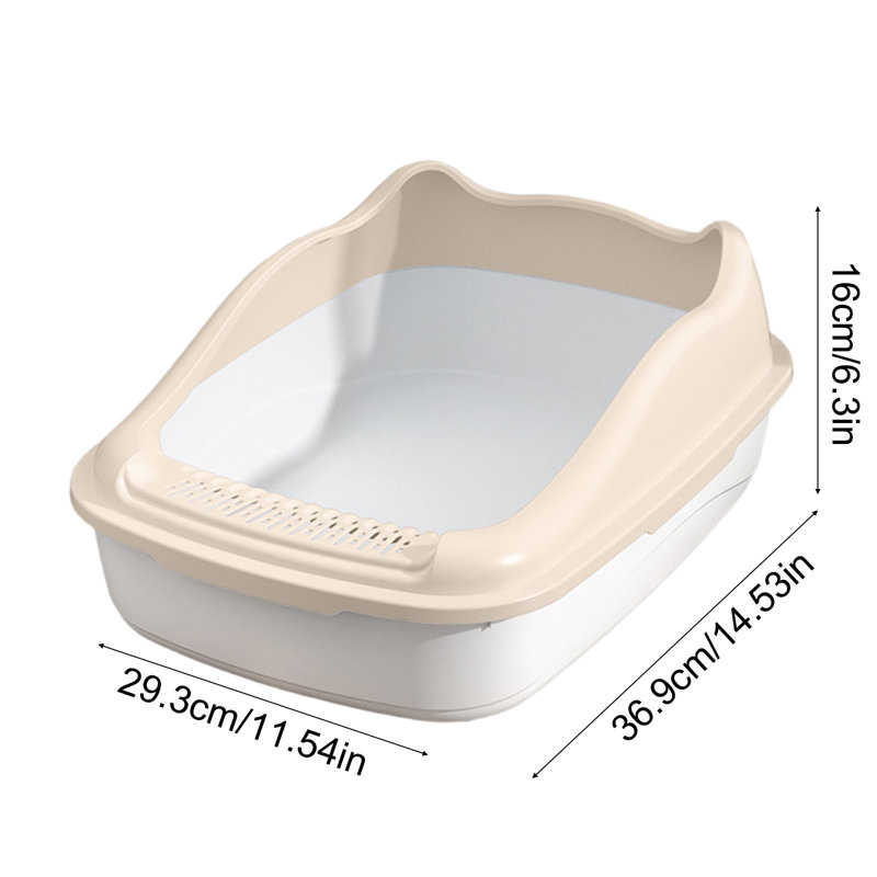 Toilette semi-fermée avec litière pour chat 14,5 x 11,5 x 6,3 po, beige, Beige