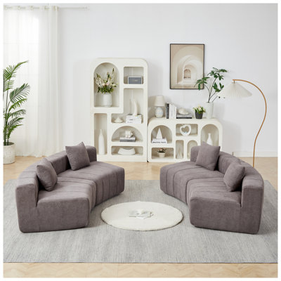 Canapé modulaire incurvé moderne en chenille avec touche piano - Canapé de salon modulaire semi-circulaire
