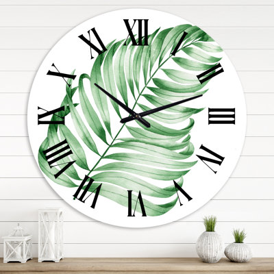 Tropical Leaf Of Monstera II - Farmhouse Wall Clock
