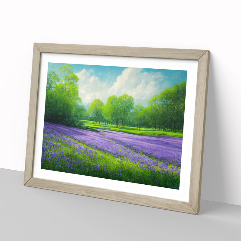 Spectacular Bluebell Field - Framed Print, 46cm H x 64cm W x 2cm D, Oak