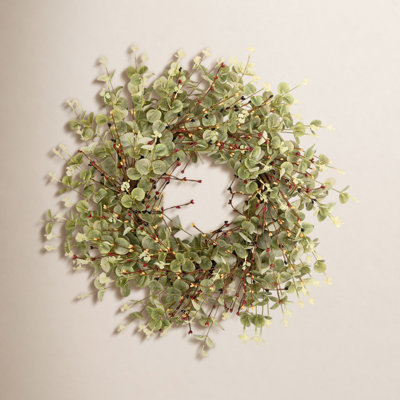 26" Handcrafted Eucalyptus, Berry No Holiday Wreath