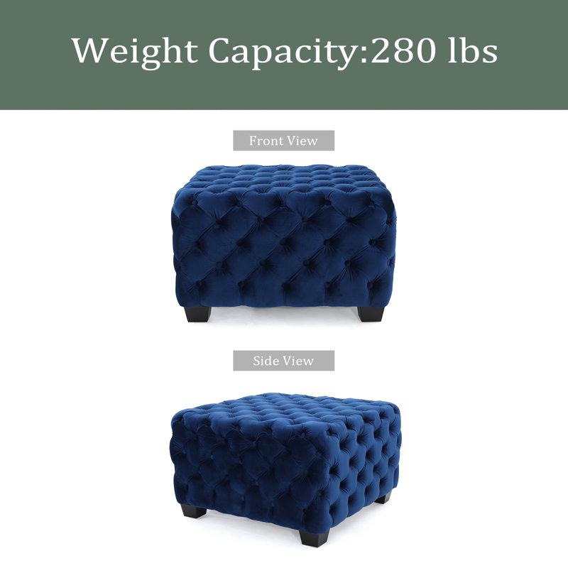 29X29X18.25 Tufted Solid Color Standard Ottoman, Navy