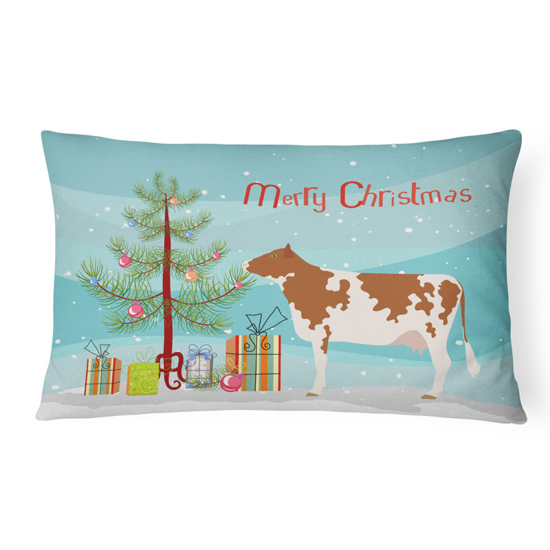  Coussin intérieur / extérieur en tissu Ayrshire Cow Christmas