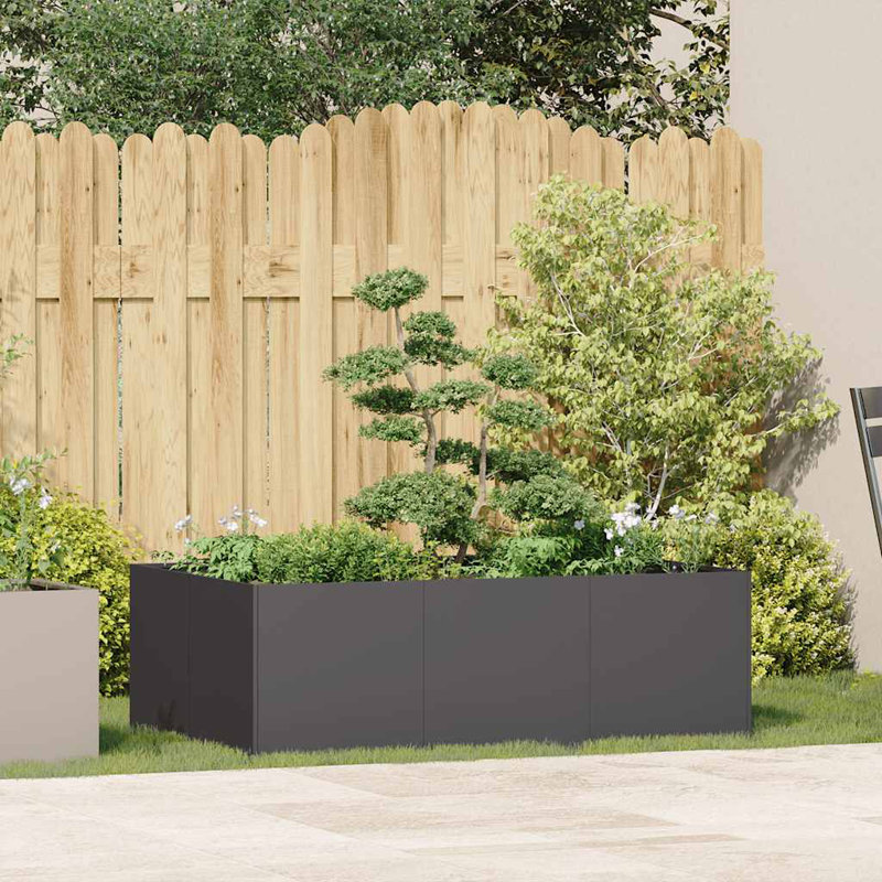 Planter 40 Cm Steel, 40cm H x 120cm W x 80cm D, Black