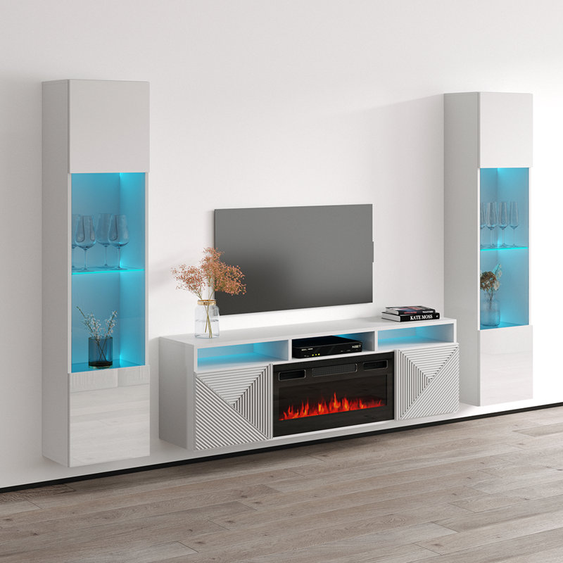Meuble audio-vidéo flottant blanc Gizeh, Blanc