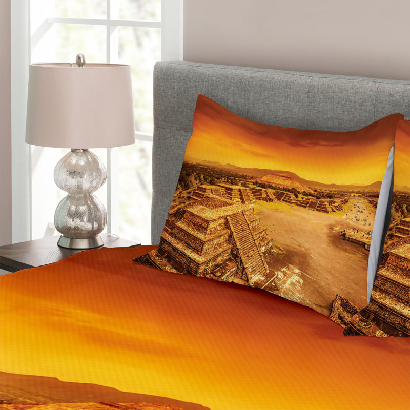 Orange/Brown 100% Microfibre Bedspread, 220 x 264 cm