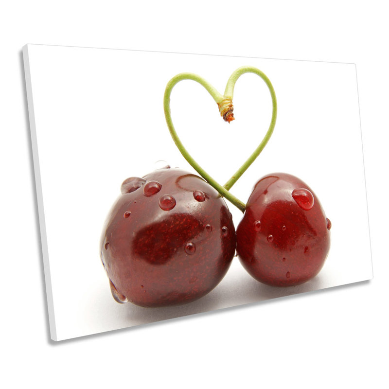 Love Heart Cherries Kitchen - Wrapped Canvas Art Prints, 30.5cm H x 45.7cm W x 2cm D