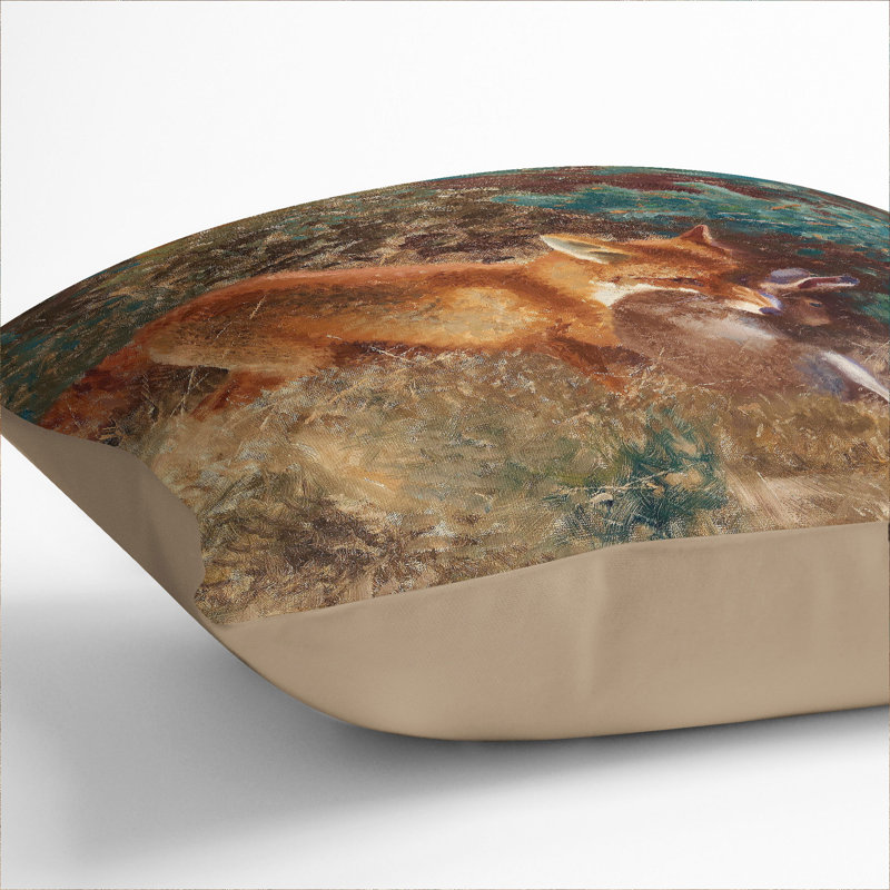 Fox with Brown Hare Scatter Cushion, 40cm H x 40cm W x 15cm D, Stone