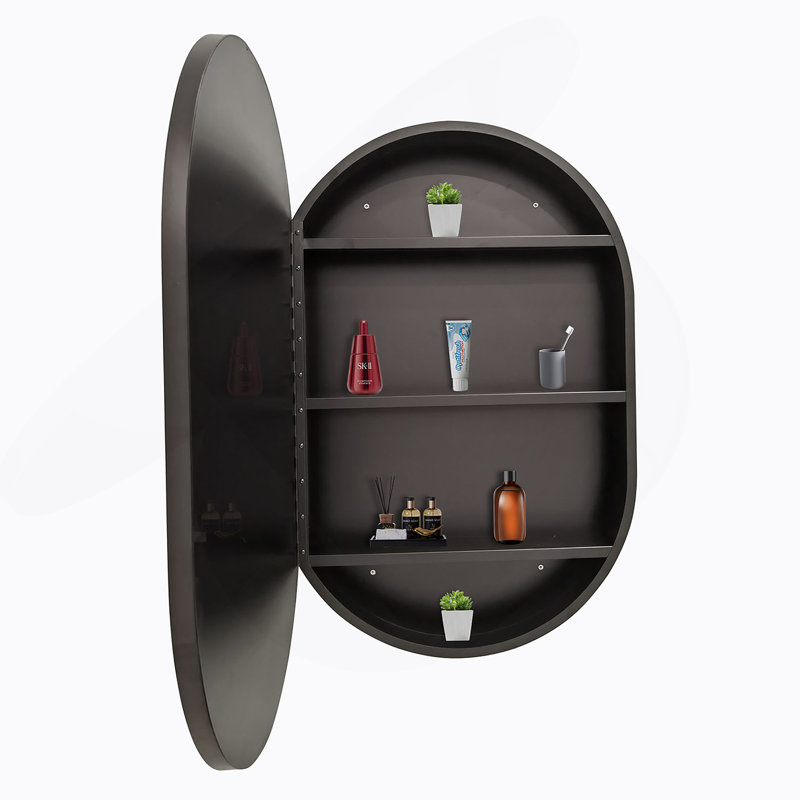 Armoire à pharmacie murale avec cadre en métal noir 31 x 21 po avec miroir