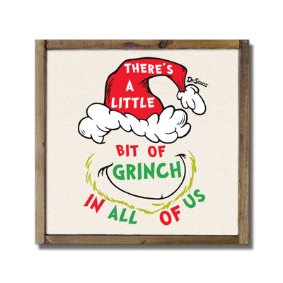 The Grinch There's a Little Bit in All of Us Framed Wood Plaque
