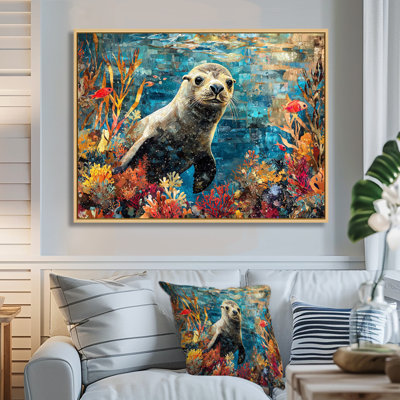 Hardie otarie au-dessus d'un corail I - otarie murale