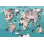 Adhésif mural pelez et collez pour enfants - carte du monde avec des animaux