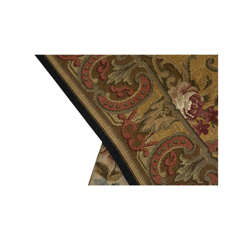 Tapis orange / rouille / beige noué à la main de haute qualité