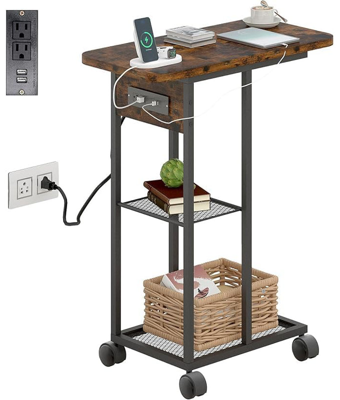 End Table with Charging Station - Sofa Couch Table