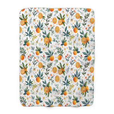 Zesty Citrus Splash - couverture sherpa de qualité supérieure 1 pièce - reproduction d'art luxueuse