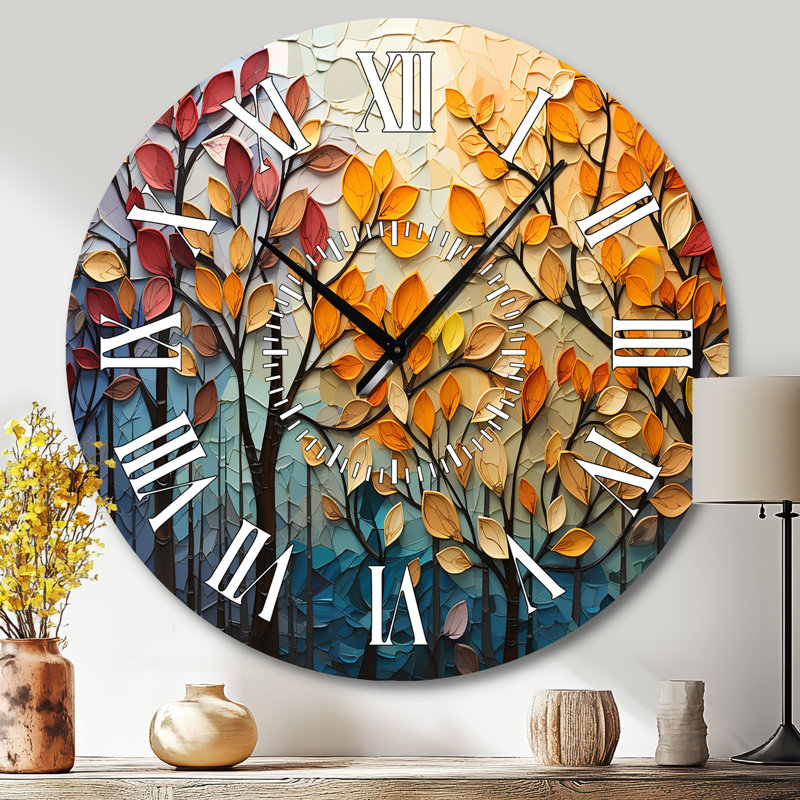 Horloge murale Leaves Autumnal Symphony Patchwork I, Grand