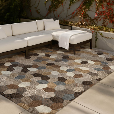 Tapis géométrique intérieur / extérieur lavable à la machine Chantille ACN2573