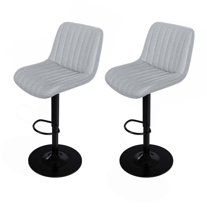 Tabourets de bar pivotants à hauteur réglable avec dossier (ensemble de 2), Gris