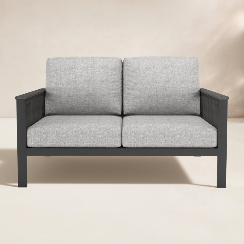 Townsend 55'' Wide Outdoor Loveseat with Sunbrella® Cushions, Canvas Granite Sunbrella® Canvas