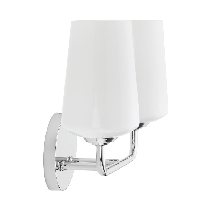 Celino Two-Light Bath & Vanity with Glass, Polished Chrome, White