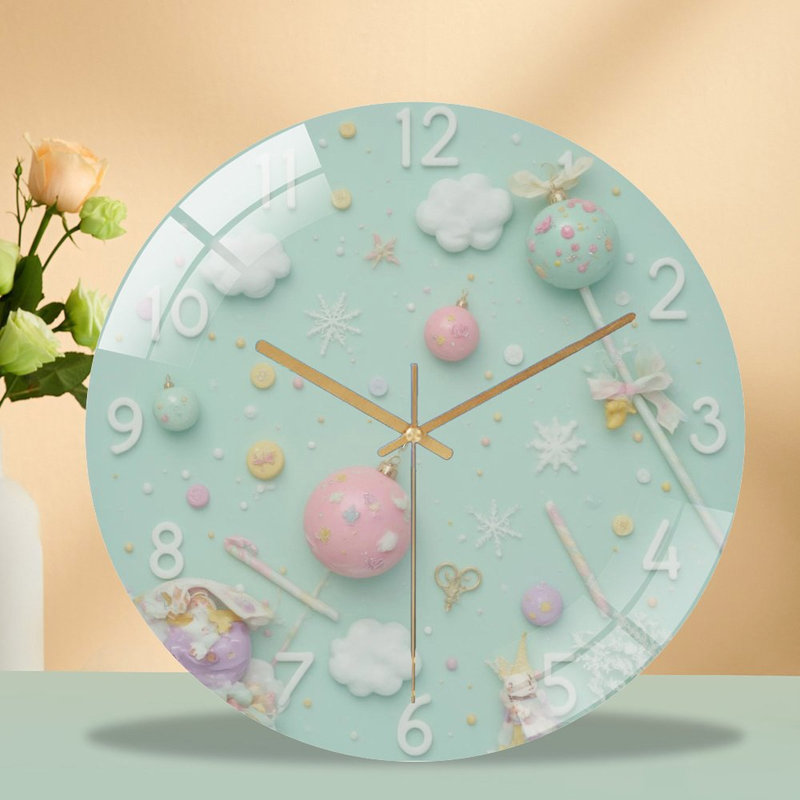 Horloge murale en verre pastel