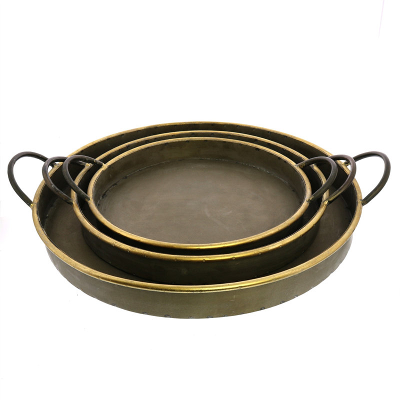 Ensemble de plateaux de service galvanisés ronds 3 pièces Conard
