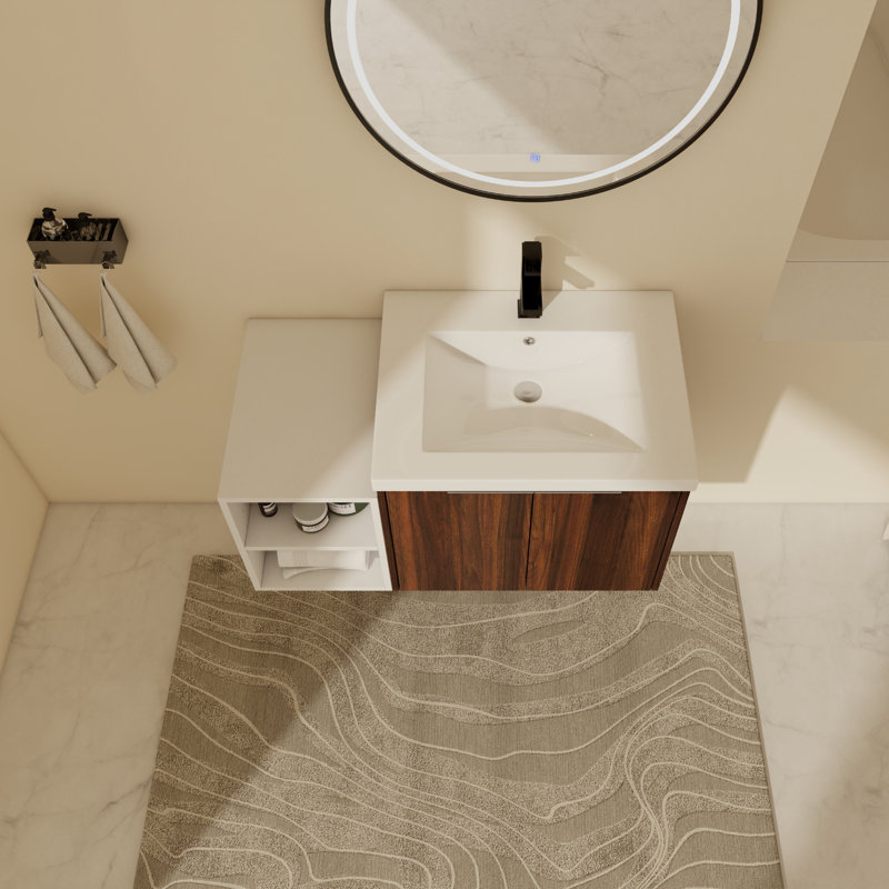 Meuble-lavabo simple avec plateau 35,63 po Duryea, Brun