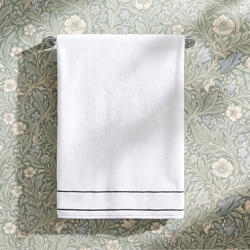 Lombard Cotton Plush Washcloth, White/Black