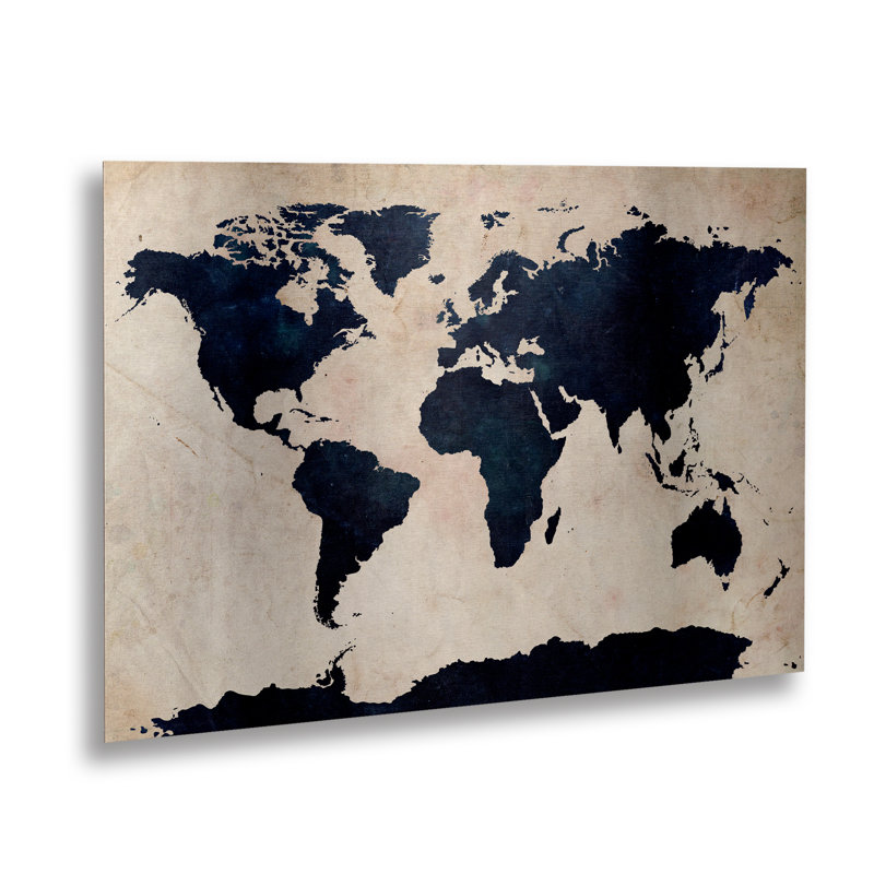 « world map-marine », impression sur métal
