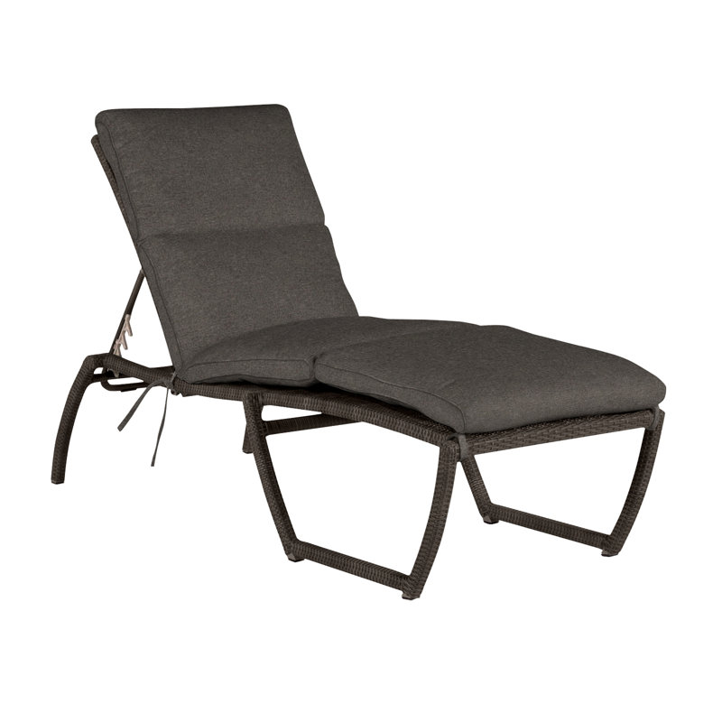 Skye N-Dura Resin Wicker Outdoor Chaise Lounge, Welt, Black Walnut, Verona Fossil