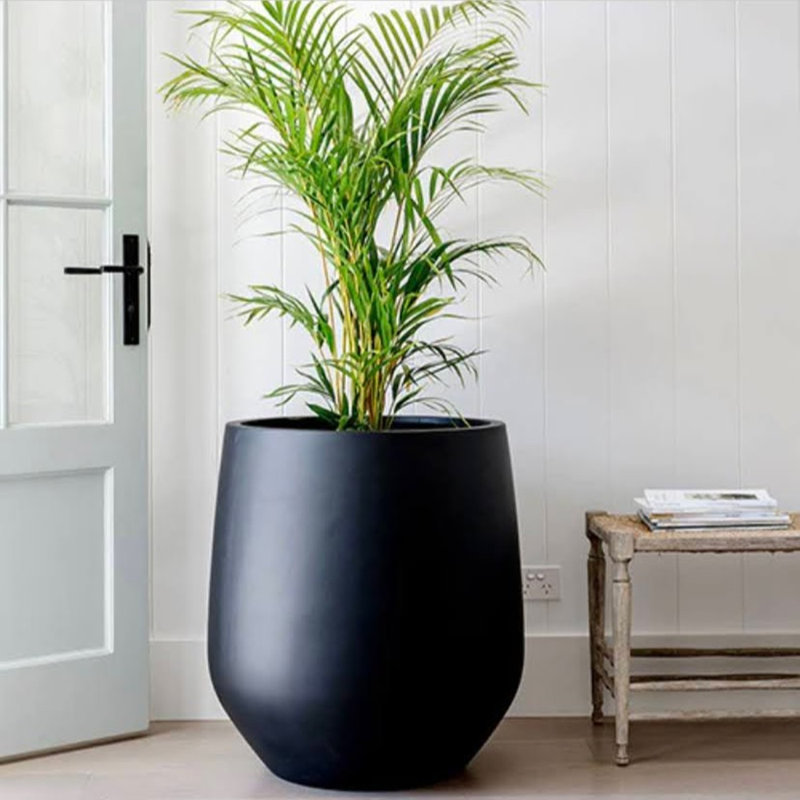 Pot de fleurs Dorlis Fiberstone, H 21,5 po x l 20 po x P 20 po, Noir, noir, noir, noir