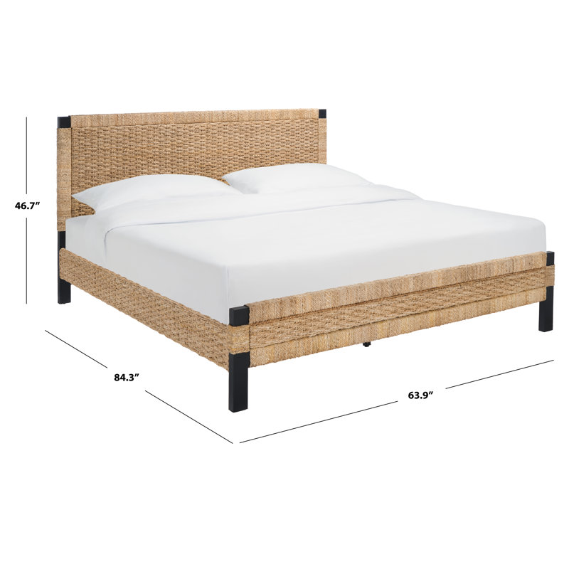 Seaside Splendor Queen Bed with Woven Banana Stem and Metal Frame