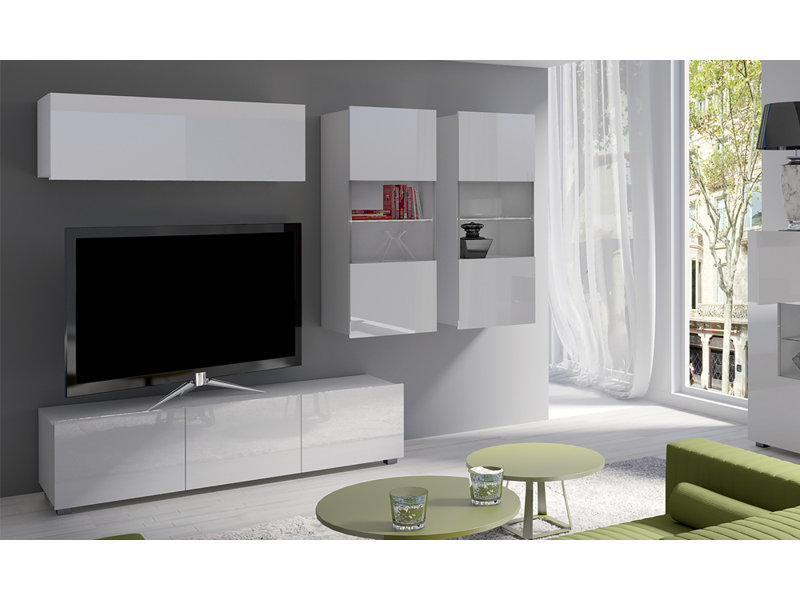 Crosslin Unfinished Entertainment Centre for TVs up to 70", White, White LED