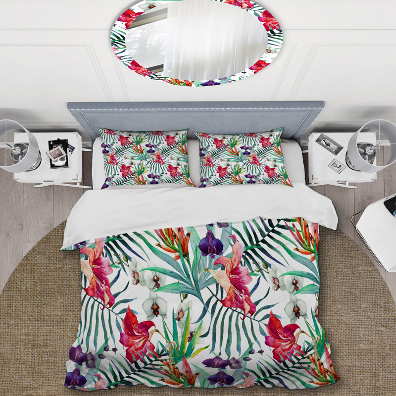 Ensemble de housse de couette en microfibre rouge / vert / blanc 3 pièces