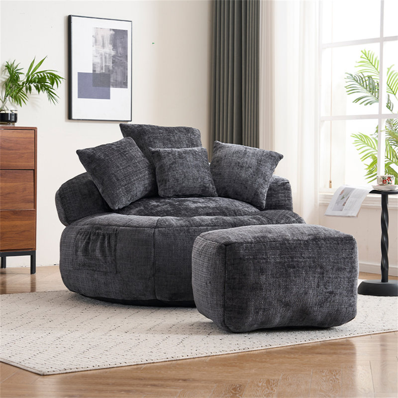 Fauteuils à billes en mousse pour adultes / adolescents avec rembourrage, Noir, H 27,95 po x l 52,36 po x P 52,36 po
