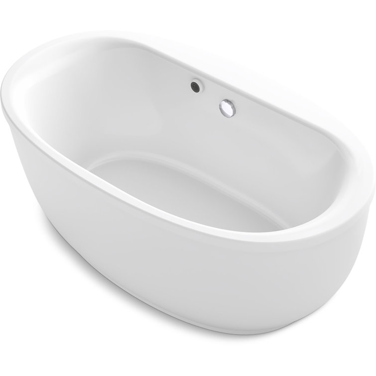 Sunstruck® 60 In. x 34 In. Oval Freestanding Bath with Bask® Heated Surface and Fluted Shroud