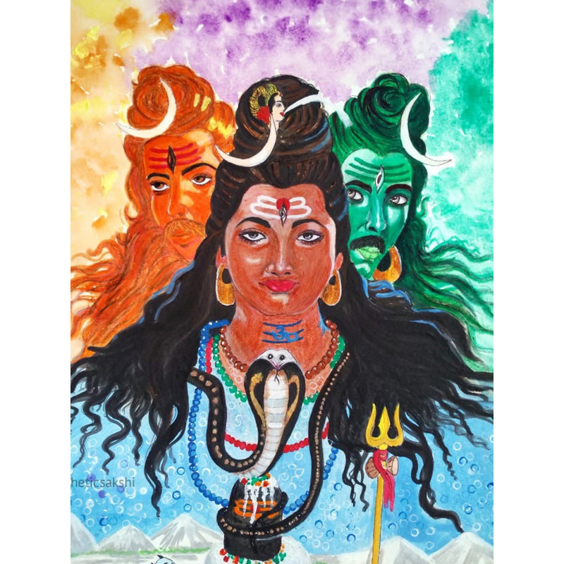 «Lord Shiva», peinture par Sakshi Thakur | Aquarelle sur papier