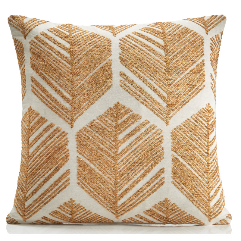 Cabria Geometric Silver Square Cushion Cover, Gold