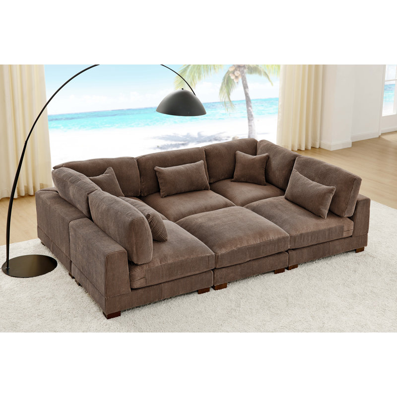 Canapé modulaire Moonwallow, Velours côtelé brun foncé