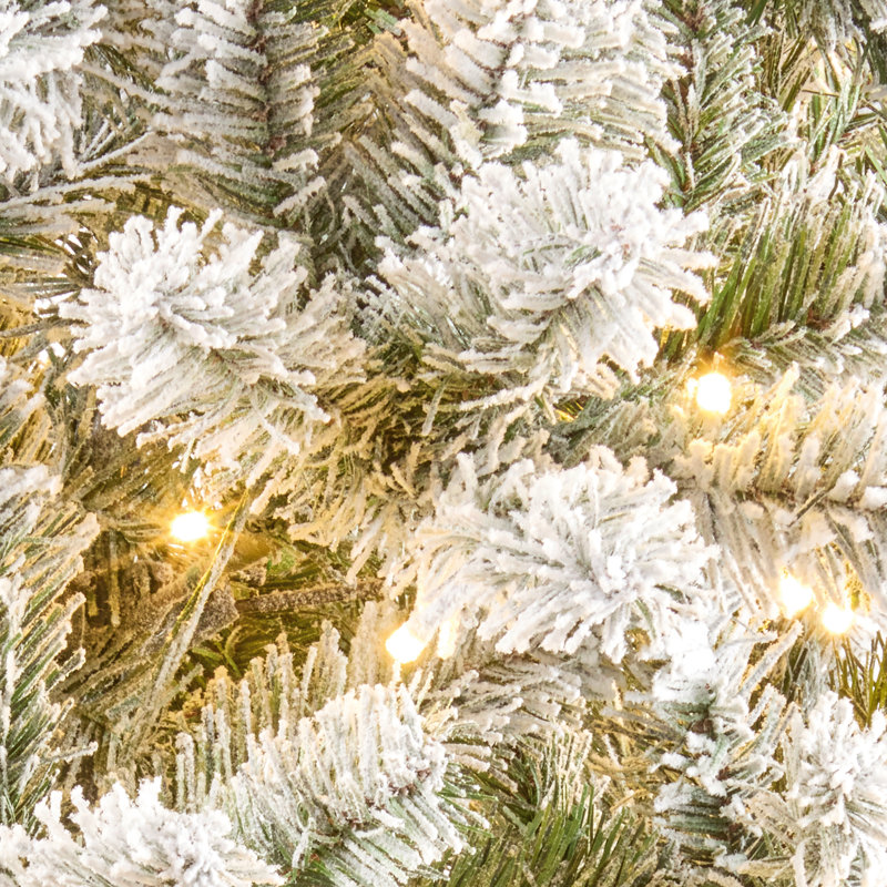 2.1m Pre-lit Flocked Woodcote Spruce Christmas Tree