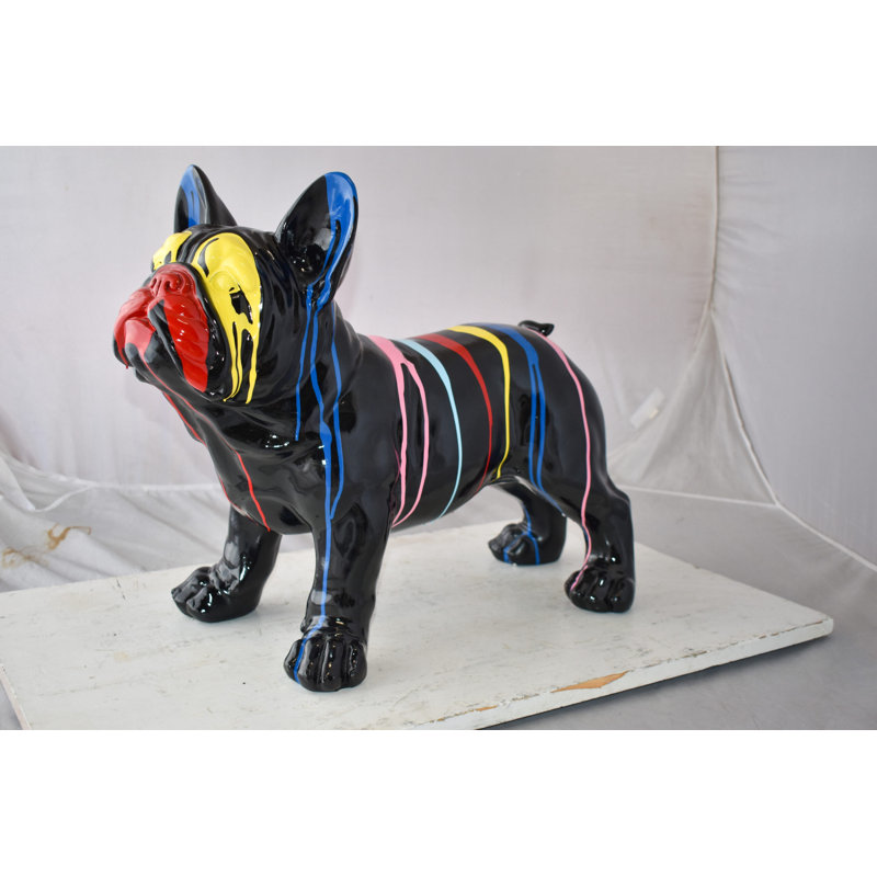 Garden Statue French Bulldog Colored with Paint Drops Resin Statue Size: 24" x 11" x 18"H