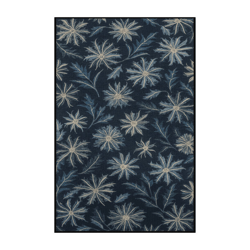 Machine Washable Botanical Gray Area Rug, Rectangle 2' x 3'