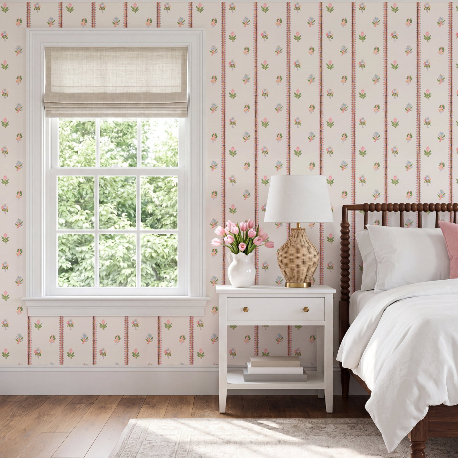 Les Fleurs Wallpaper Roll, Antique Rose