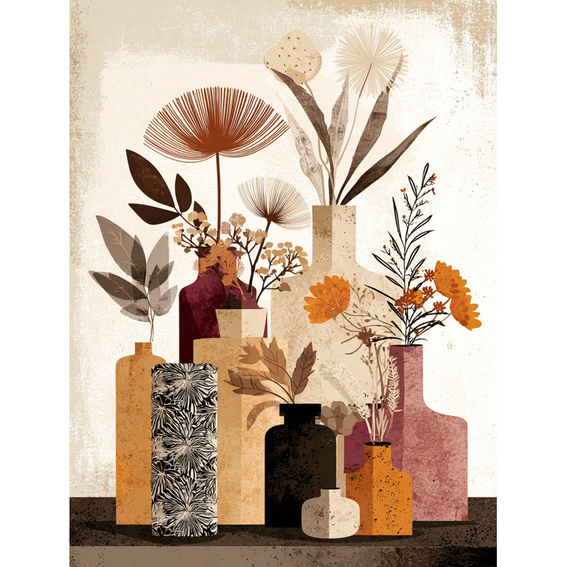 Art sur toile, formes botaniques modernes, H 36 po x l 24 po