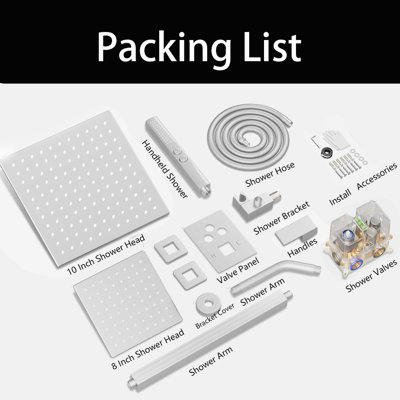 Ceiling Mount 10 Inch Shower Head With Wall Mount 6 Inch Shower Head And 2 In 1 Handheld Spray