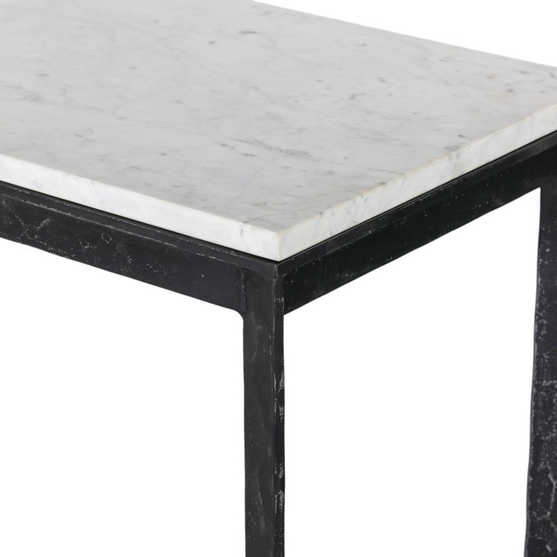 HAMMERED IRON 78'' W Marble Console Table